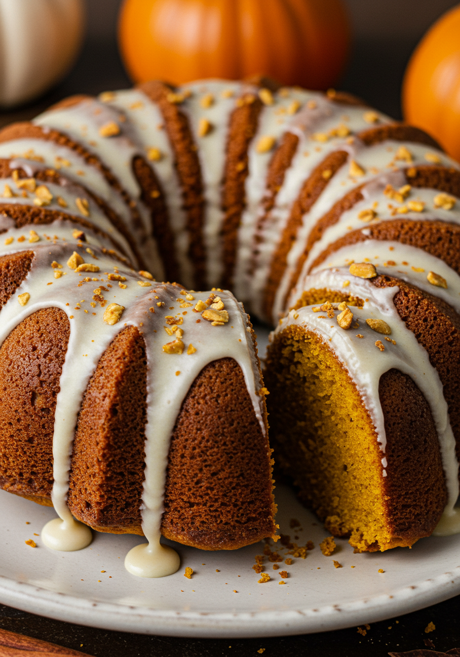 Pumpkin Bundt Cake with Cream Cheese Glaze