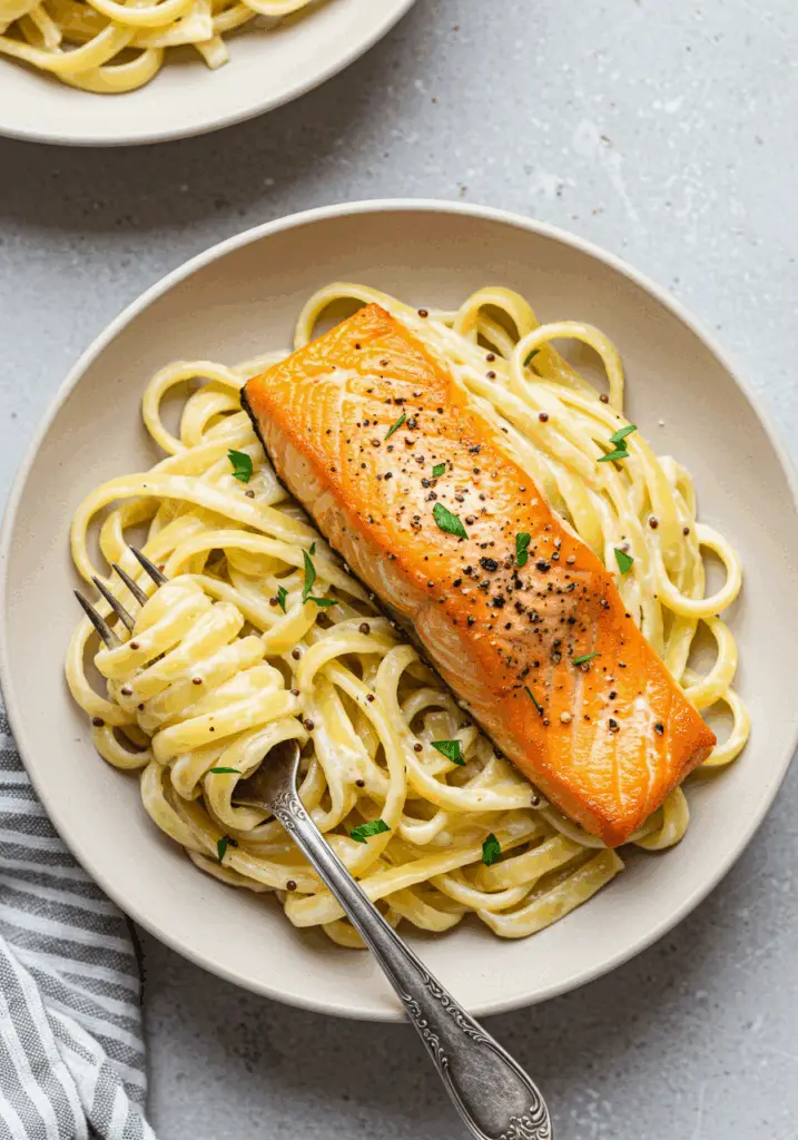 Creamy Honey Mustard Salmon Pasta
