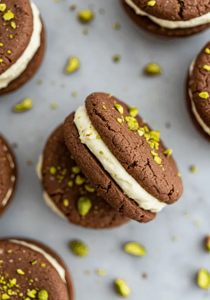Chocolate Pistachio Sandwich Cookies
