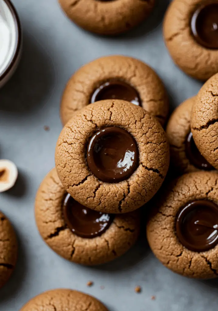 Chocolate Hazelnut Thumbprint Cookies