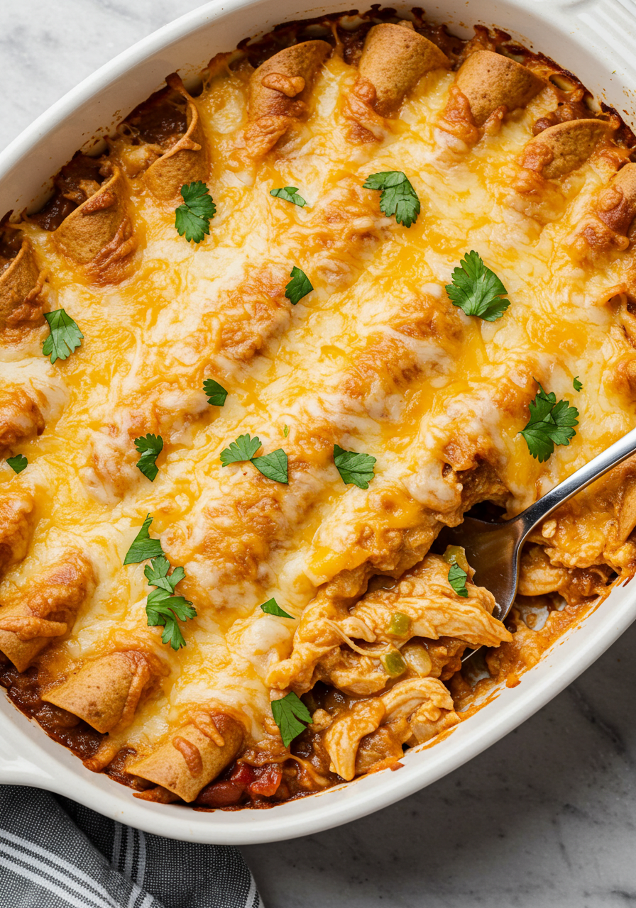 Cheesy Chicken Enchilada Casserole