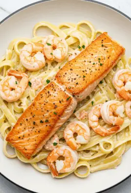 Salmon and Shrimp Alfredo