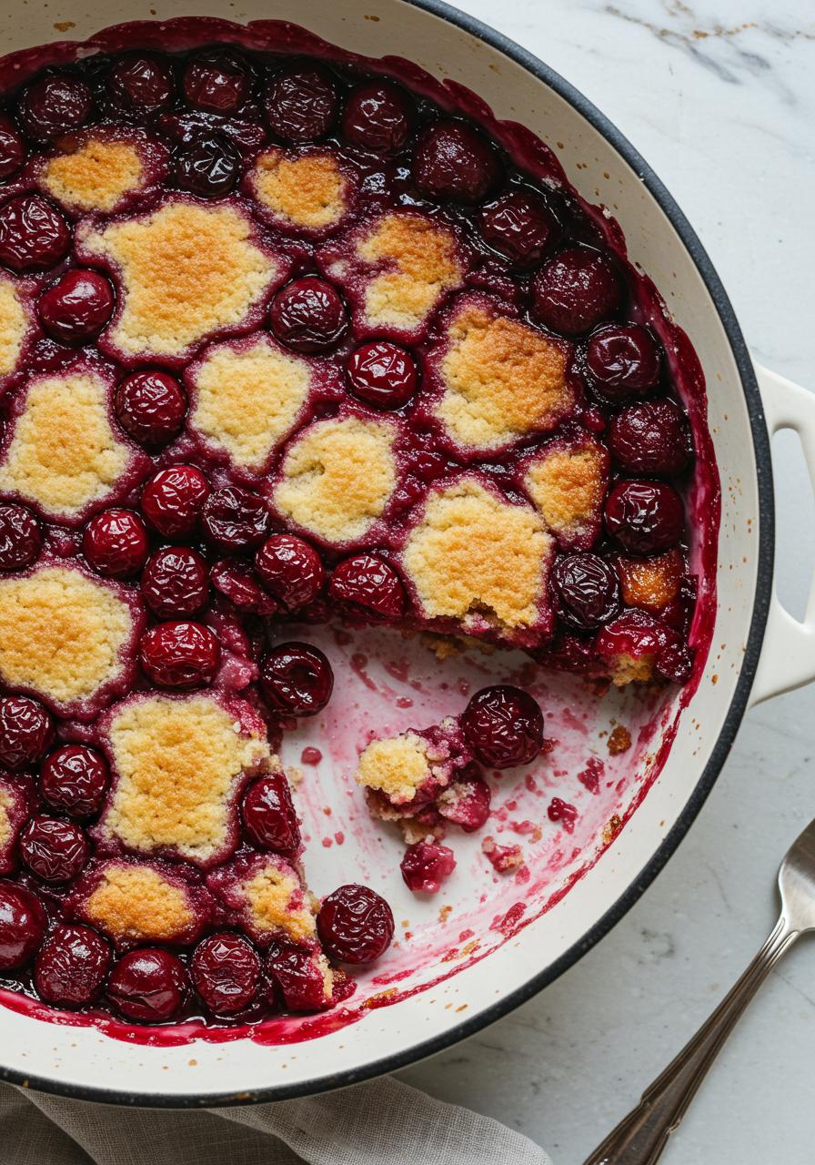 Easy Upside-Down Cherry Cobbler