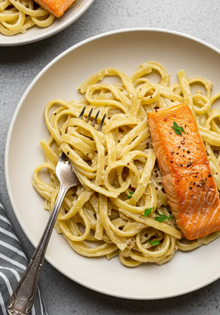 Creamy Honey Mustard Salmon Pasta