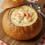 Cheesy Seafood Soup Bread Bowl
