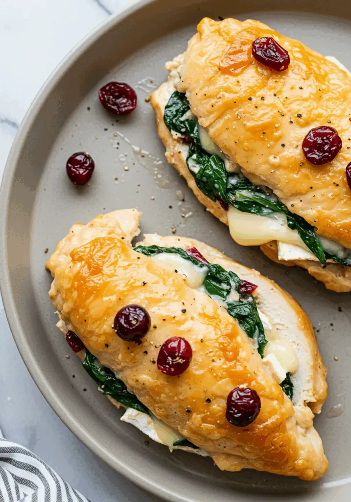 Cranberry & Spinach Stuffed Chicken Breasts with Brie