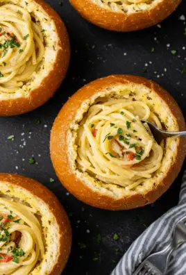 Spaghetti Garlic Bread Bowls