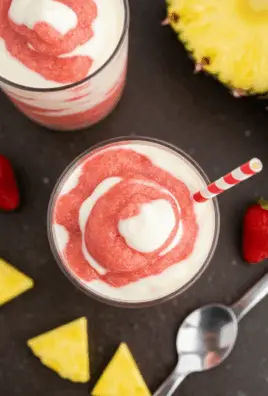 Pineapple Strawberry Swirled Slushies