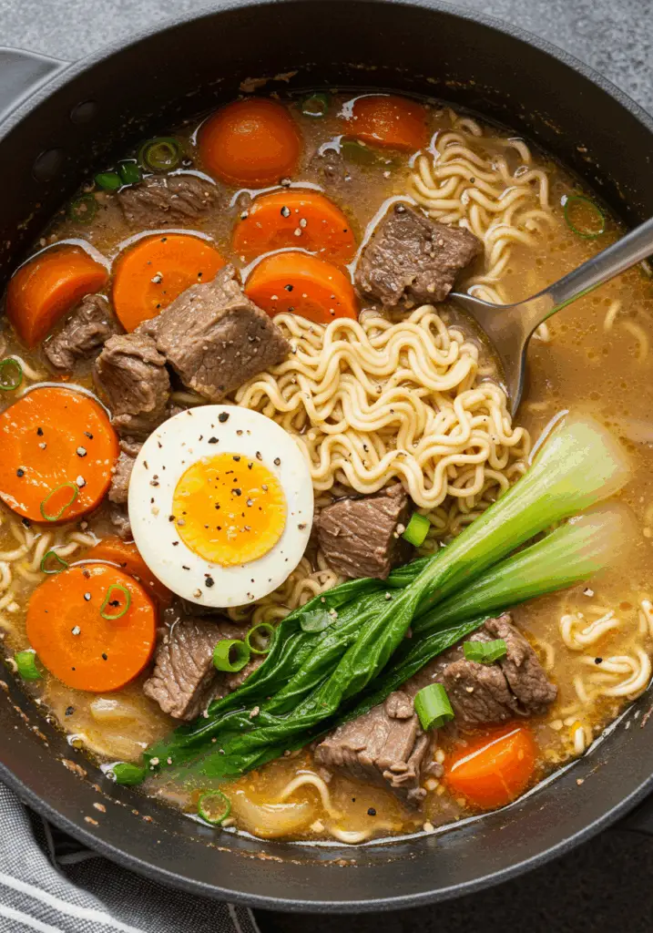 Slow Cooker Beef Ramen Noodles
