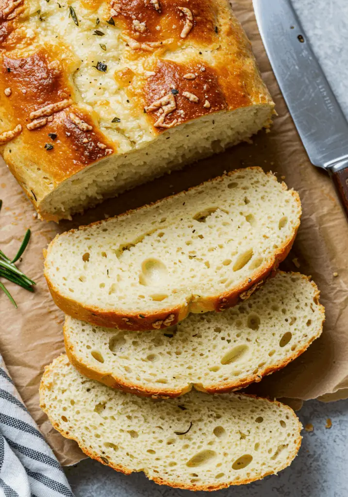Rustic No Knead Rosemary Garlic Bread