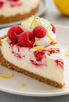 No-Bake Lemon Raspberry Cheesecake