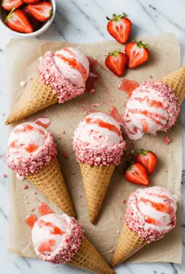 Strawberry Crunch Cheesecake Cones
