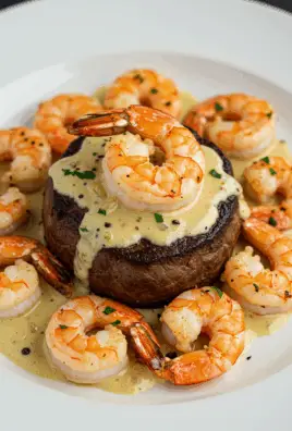 Surf and Turf with Creamy Garlic Sauce
