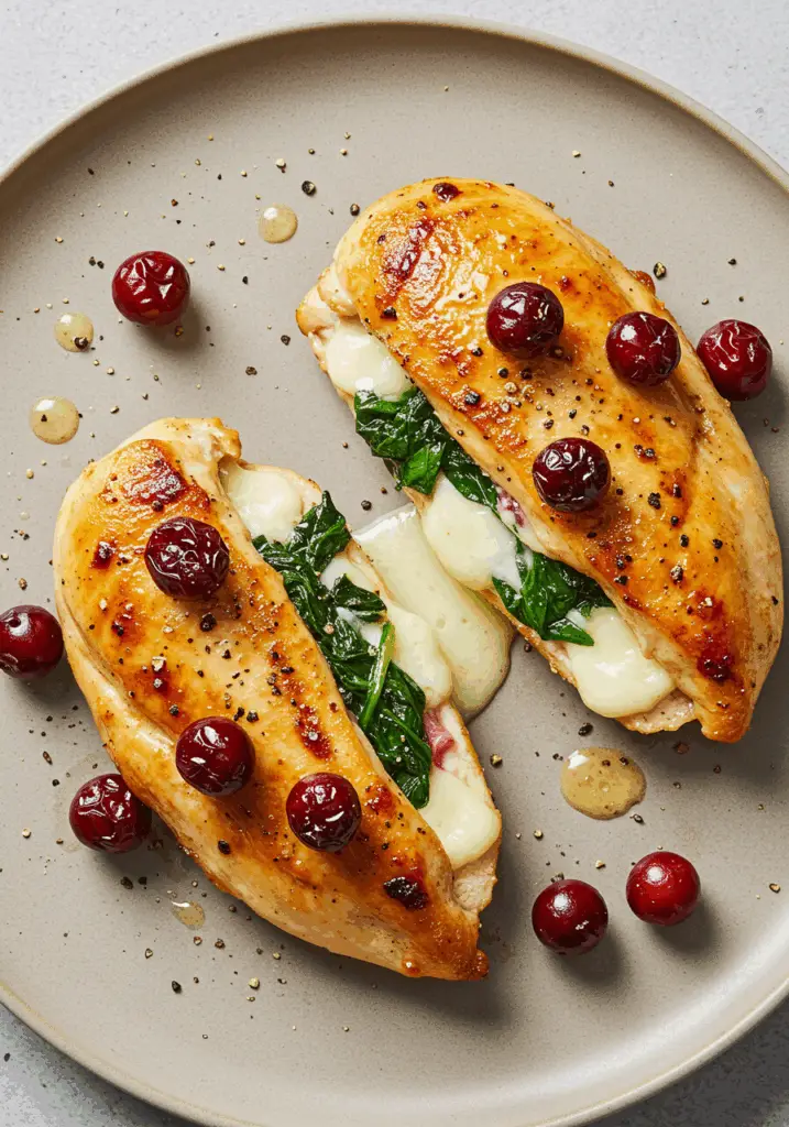 Cranberry & Spinach Stuffed Chicken Breasts with Brie