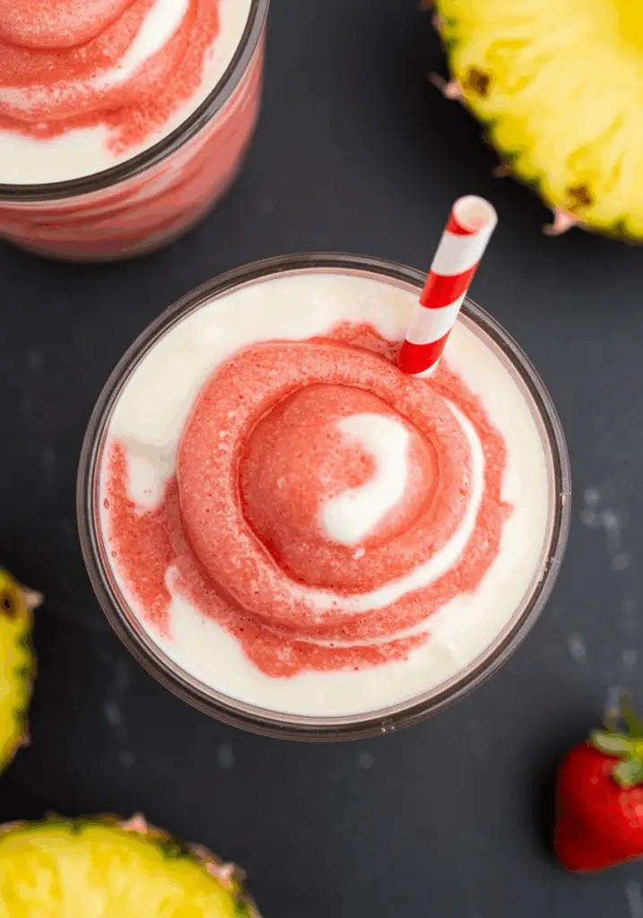 Pineapple Strawberry Swirled Slushies
