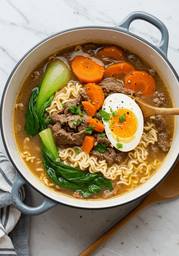 Slow Cooker Beef Ramen Noodles
