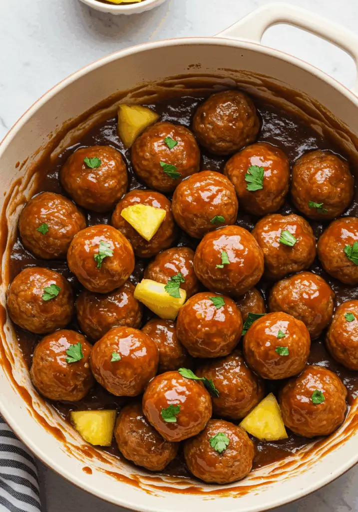 Slow Cooker Pineapple Barbecue Meatballs
