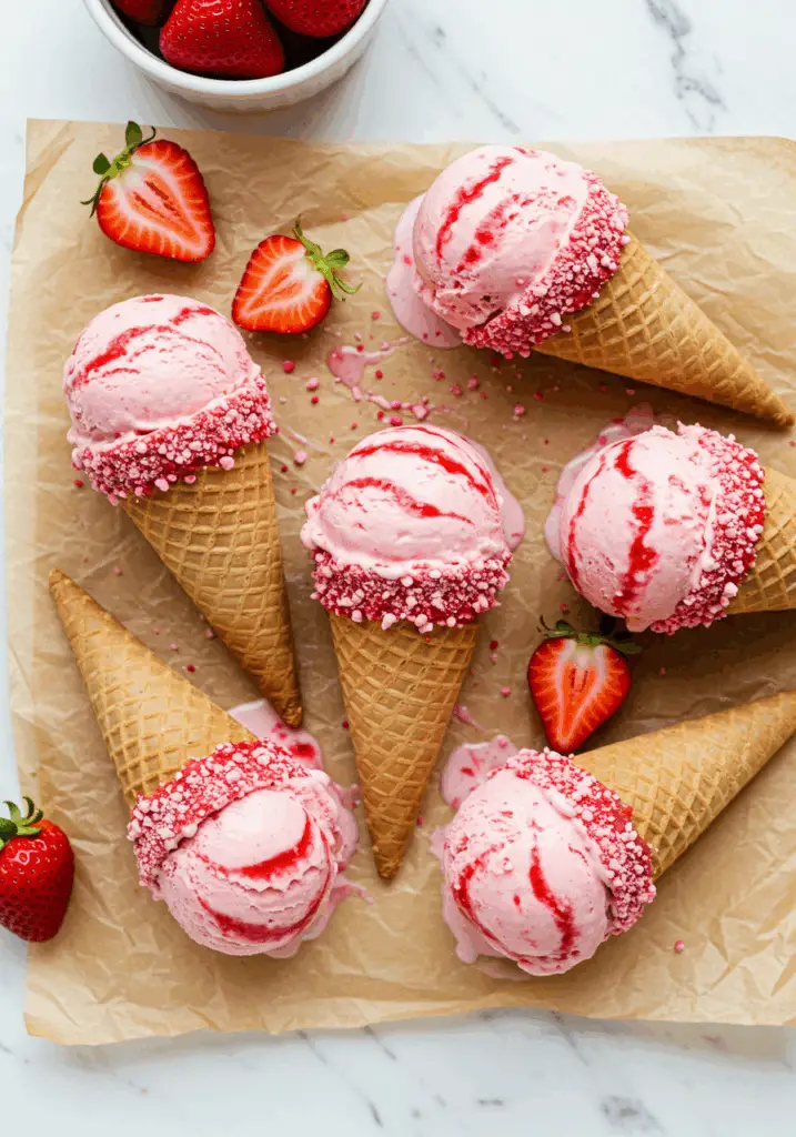 Strawberry Crunch Cheesecake Cones