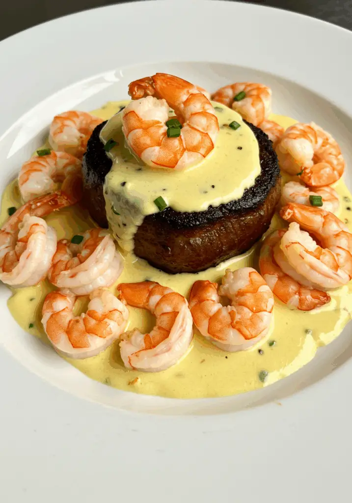 Surf and Turf with Creamy Garlic Sauce
