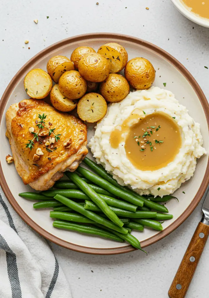 Creamy Garlic Chicken with Herb Mashed Potatoes
