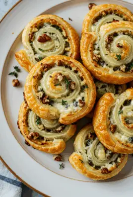 Blue Cheese Walnut Thyme Puff Pastry Twirl