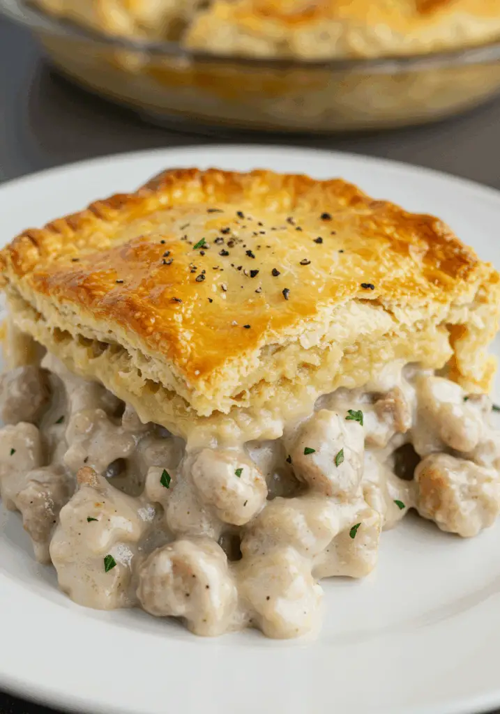 Turkey Sausage Gravy and Biscuit Pie