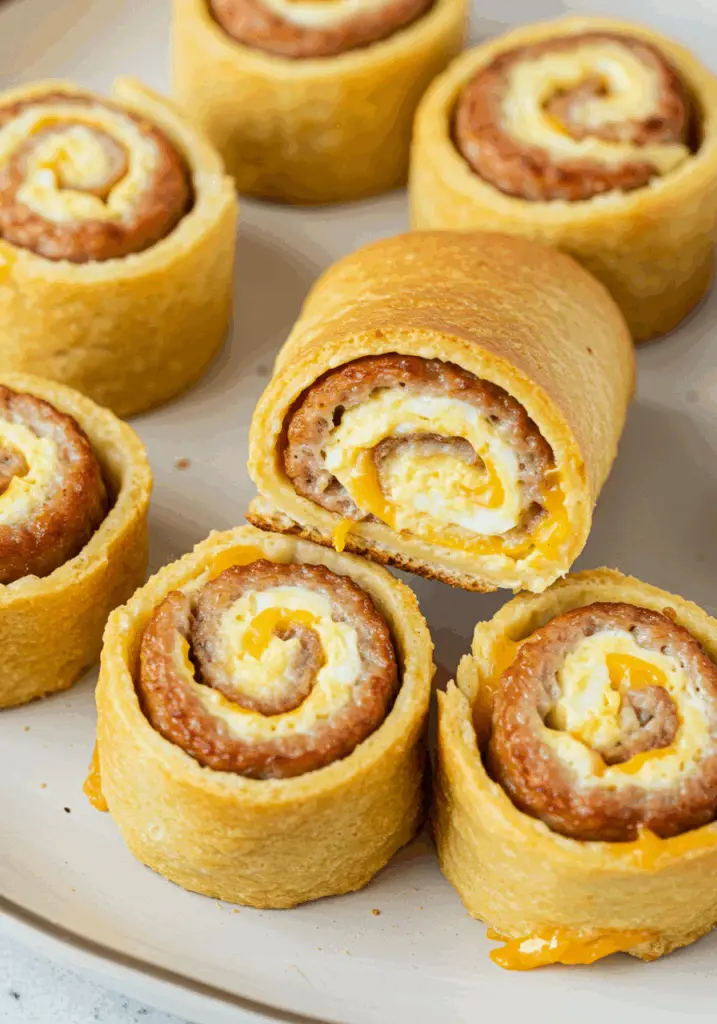Turkey Sausage Egg and Cheese Breakfast Roll-Ups