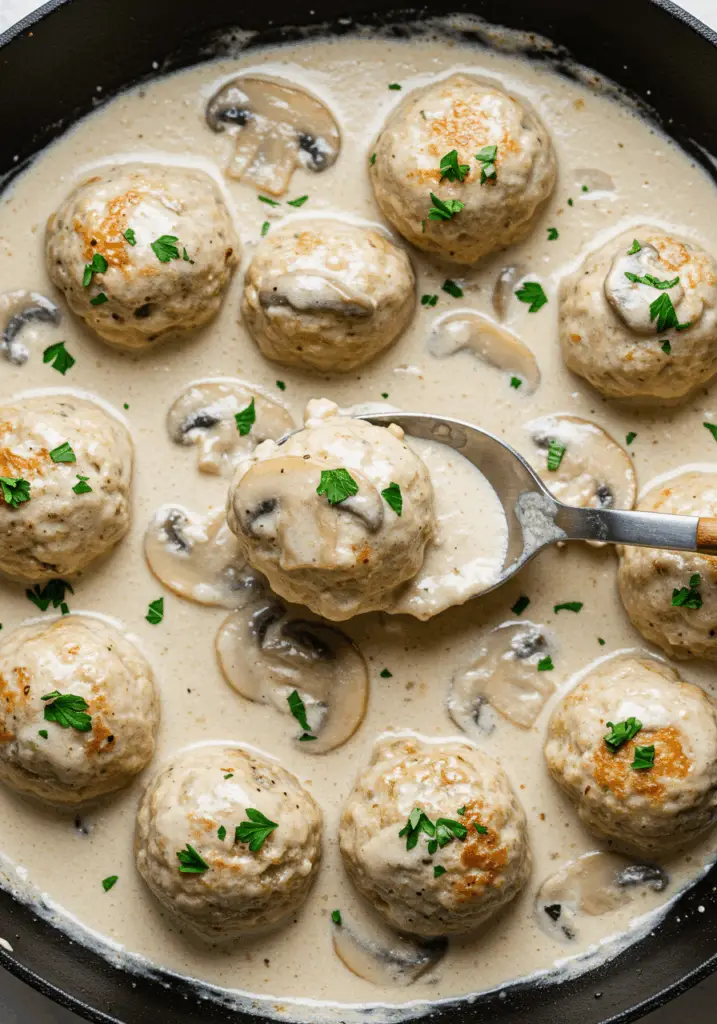 Creamy Mushroom Chicken Meatballs