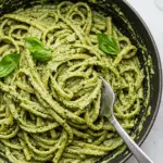 Vegan wild garlic pesto pasta
