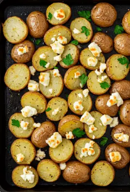 Roasted Potatoes with Baked Feta and Garlic