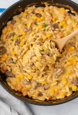 One-Pot Cheeseburger Orzo Skillet