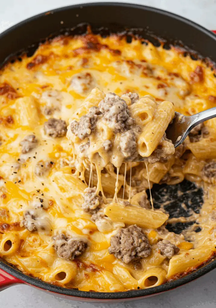 Loaded Cheeseburger Alfredo Pasta