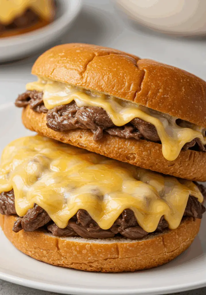 Slow Cooker Beef & Cheddar Sandwiches