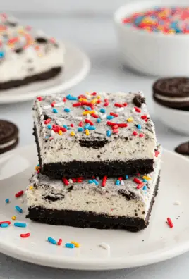 No Bake Fireworks Oreo Cheesecake Bars