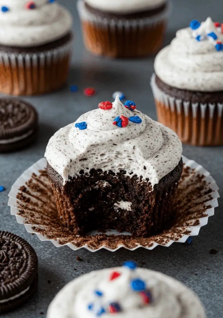 Patriotic Cookies & Cream Cupcakes