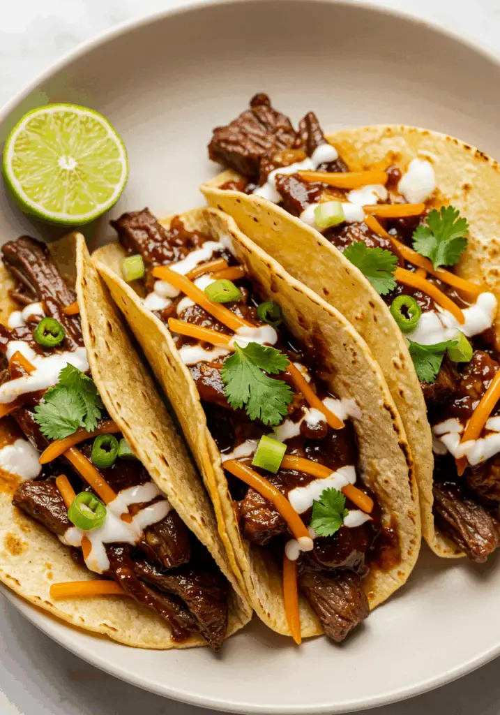 Garlic Butter Honey BBQ Beef Tacos