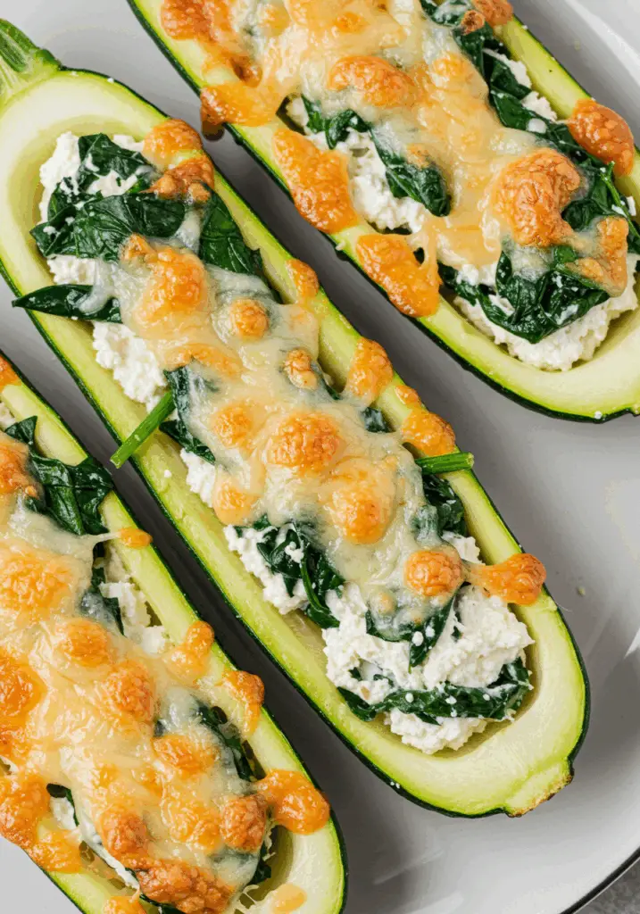 Vegetarian Spinach and Ricotta Zucchini Boats