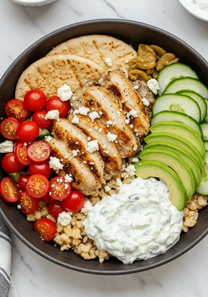 Greek Chicken Gyro Bowls with Tzatziki Sauce