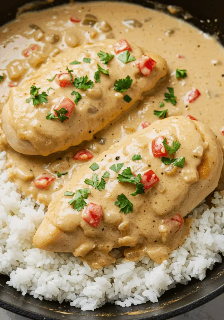Creamy Smothered Chicken and Rice
