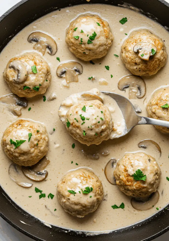 Creamy Mushroom Chicken Meatballs