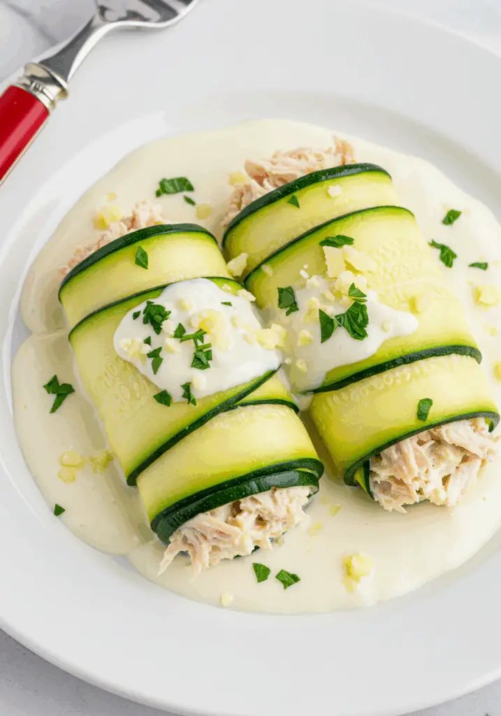 Zucchini Chicken Alfredo Roll Ups

