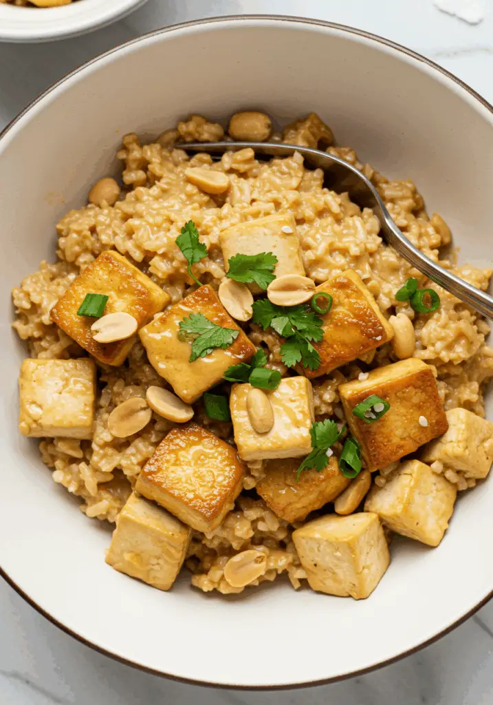 Peanut Tofu with Coconut Rice
