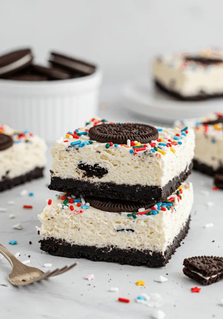 No Bake Fireworks Oreo Cheesecake Bars
