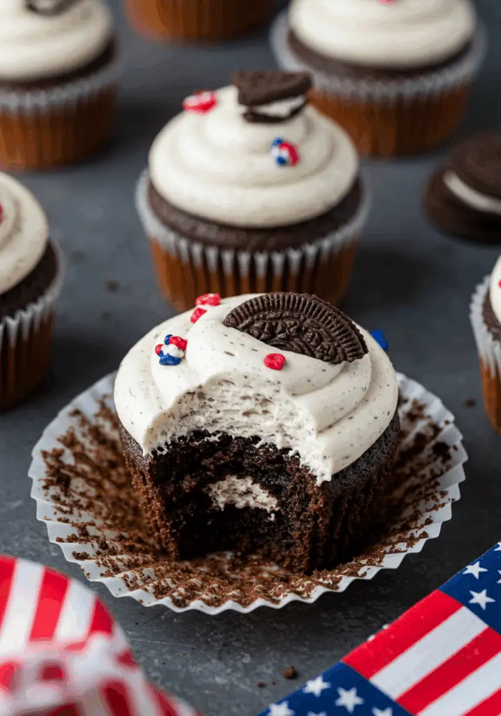 Patriotic Cookies & Cream Cupcakes

