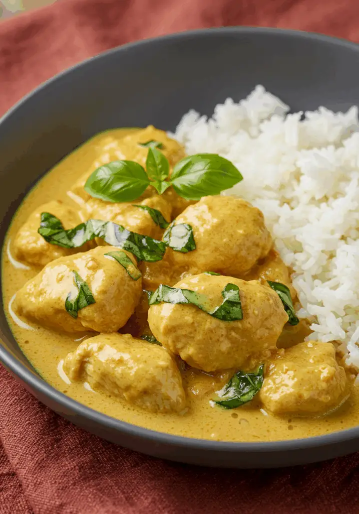 Basil Chicken with Coconut Curry Sauce