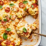 Roasted Cauliflower Pizza Casserole