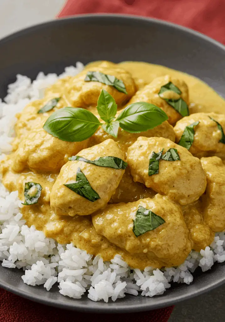 Basil Chicken with Coconut Curry Sauce