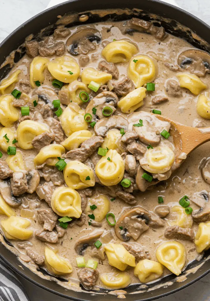 Creamy Beef and Mushroom Tortellini Skillet