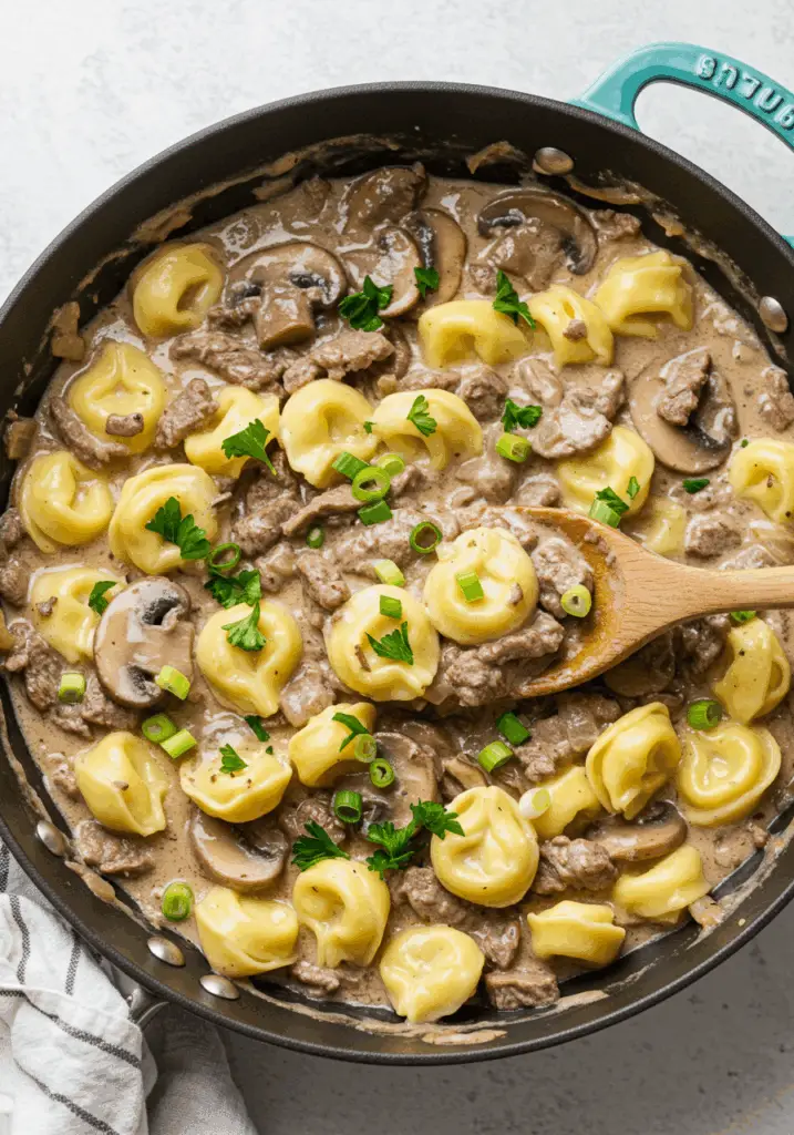 Creamy Beef and Mushroom Tortellini Skillet