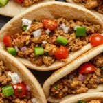 Mediterranean Ground Chicken Pitas
